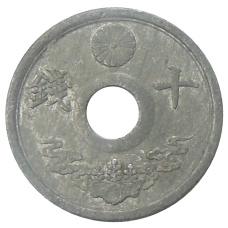 Монета 5 сен 1944 года Япония (аверс)