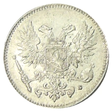 Монета 50 пенни 1917 года Русская Финляндия -Орел без корон (Временное правительство) (реверс)