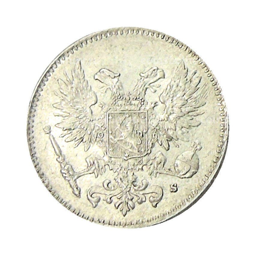 Монета 50 пенни 1917 года Русская Финляндия -Орел без корон (Временное правительство) (вид 2)
