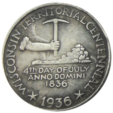 1/2 доллара (50 центов) 1936 года США «100 лет штату Висконсин» — Копия (реверс)