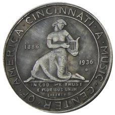 1/2 доллара (50 центов) 1936 года США «Музыкальный центр Цинциннати» — Копия (аверс)