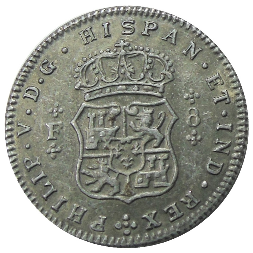 8 реалов 1732 года Испанская Мексика (вид 2)