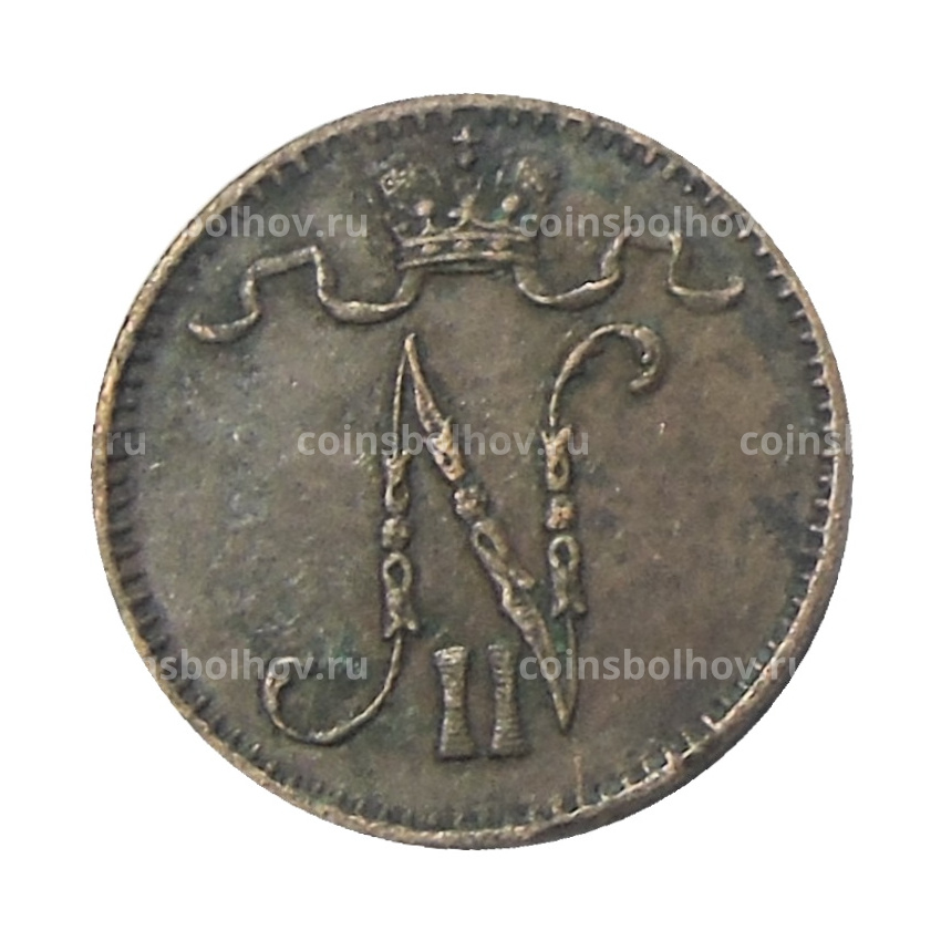 Монета 1 пенни 1907 года Русская Финляндия (вид 2)