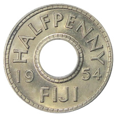 Монета 1/2 пенни 1954 года Фиджи (аверс)