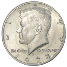 Монета 1/2 доллара (50 центов) 1972 года D США (аверс)