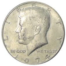 Монета 1/2 доллара (50 центов) 1974 года США (аверс)