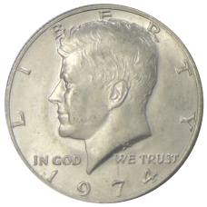 Монета 1/2 доллара (50 центов) 1974 года США (аверс)