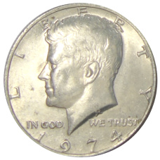 Монета 1/2 доллара (50 центов) 1974 года США (аверс)