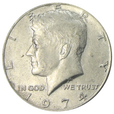 Монета 1/2 доллара (50 центов) 1974 года США (аверс)