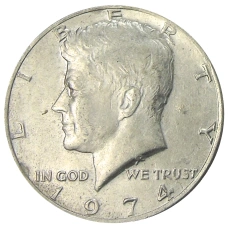 Монета 1/2 доллара (50 центов) 1974 года США (аверс)