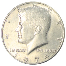 Монета 1/2 доллара (50 центов) 1974 года США (аверс)