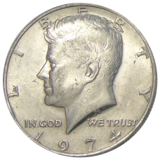 Монета 1/2 доллара (50 центов) 1974 года США (аверс)