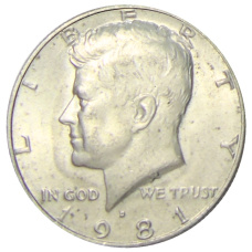 Монета 1/2 доллара (50 центов) 1981 года D США (аверс)