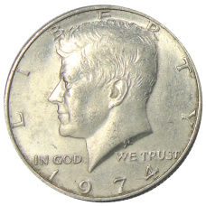 Монета 1/2 доллара (50 центов) 1974 года США (аверс)