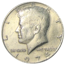 Монета 1/2 доллара (50 центов) 1974 года США (аверс)