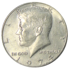 Монета 1/2 доллара (50 центов) 1974 года США (аверс)