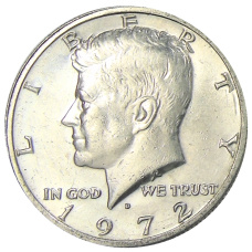 Монета 1/2 доллара (50 центов) 1972 года D США (аверс)