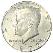 Монета 1/2 доллара (50 центов) 1972 года D США (аверс)