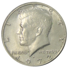 Монета 1/2 доллара (50 центов) 1972 года D США (аверс)