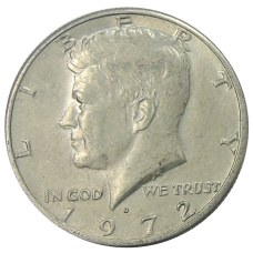 Монета 1/2 доллара (50 центов) 1972 года D США (аверс)