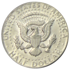 Монета 1/2 доллара (50 центов) 1972 года D США (реверс)