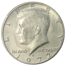 Монета 1/2 доллара (50 центов) 1972 года D США (аверс)
