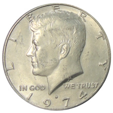 Монета 1/2 доллара (50 центов) 1974 года D США (аверс)