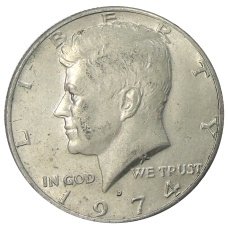 Монета 1/2 доллара (50 центов) 1974 года D США (аверс)