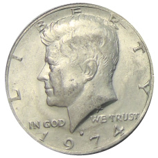 Монета 1/2 доллара (50 центов) 1974 года D США (аверс)