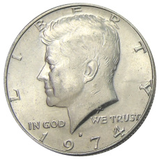 Монета 1/2 доллара (50 центов) 1974 года D США (аверс)