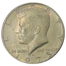 Монета 1/2 доллара (50 центов) 1973 года D США (аверс)