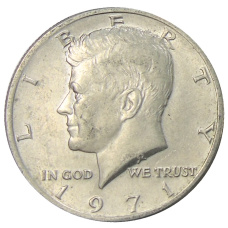 Монета 1/2 доллара (50 центов) 1971 года США (аверс)