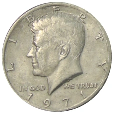 Монета 1/2 доллара (50 центов) 1971 года США (аверс)