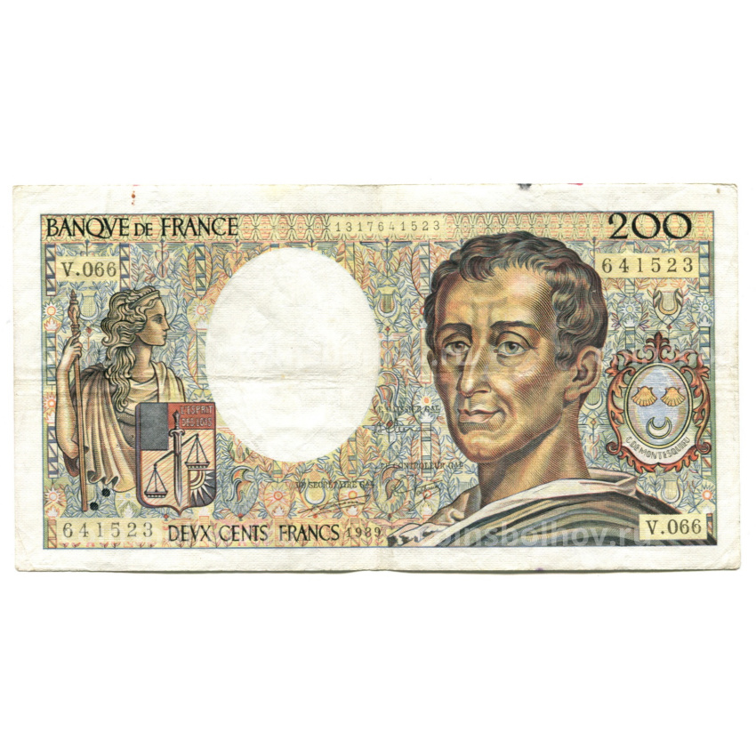 Банкнота 200 франков 1989 года Франция