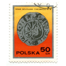 Марка «Денар Болеслава Храброго XI век» 1977 год Польша