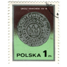 Марка «Грош города Кракова XIV века» 1977 год Польша