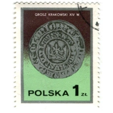 Марка «Грош города Кракова XIV века» 1977 год Польша