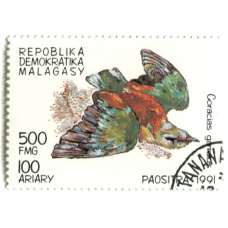 Марка «Сизоворонка» 1991 год Мадагаскар