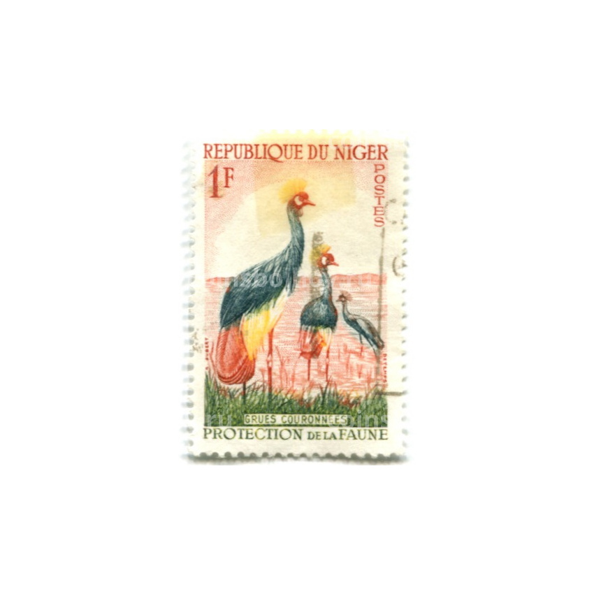 Марка «Венценосный журавль» 1959 год Нигер
