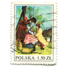 Марка «Обливание женщин в пасхальный понедельник» 1977 год Польша