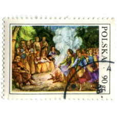 Марка «Крестьянский танец» 1977 год Польша