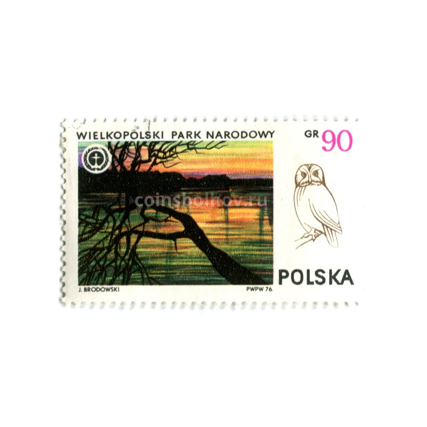 Марка «Великопольские национальный парк» (Серая Неясыть) 1976 год Польша
