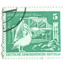 Марка «Розовый пеликан» 1973 год Германия (аверс)