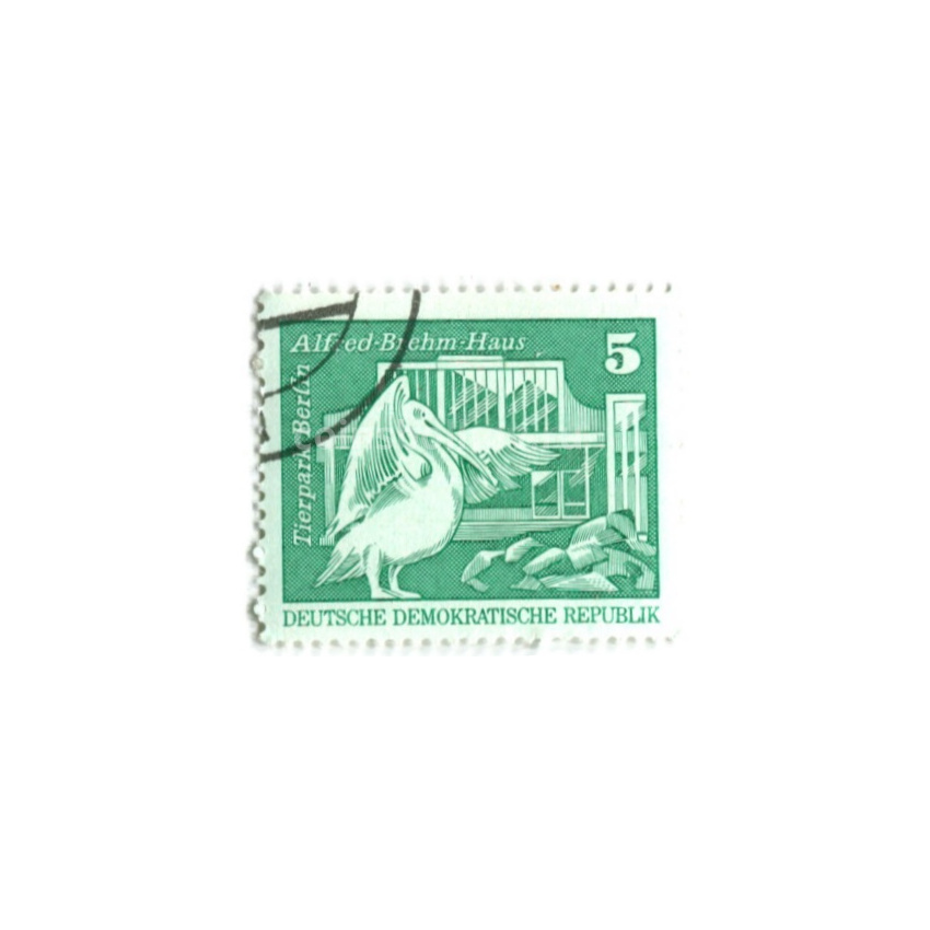 Марка «Розовый пеликан» 1973 год Германия