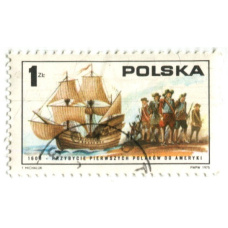 Марка «1608 год — первое посещение поляками Америки» 1975 год Польша