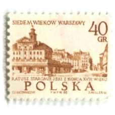 Марка «700 лет Варшаве — Ратуша Старомесская» 1965 год Польша (аверс)