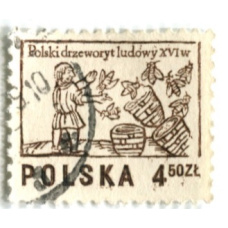 Марка «Пчеловод XVI век» 1974 год Польша (аверс)