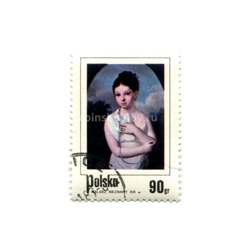 Марка «Девушка с голубем» 1974 год Польша