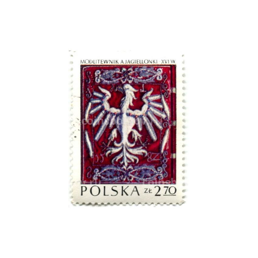 Марка «Обложка молитвенника королевы Анны Ягеленской 16 век» 1973 год Польша
