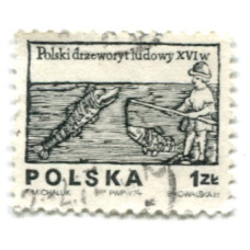 Марка «Рыбак XVI век» 1974 год Польша